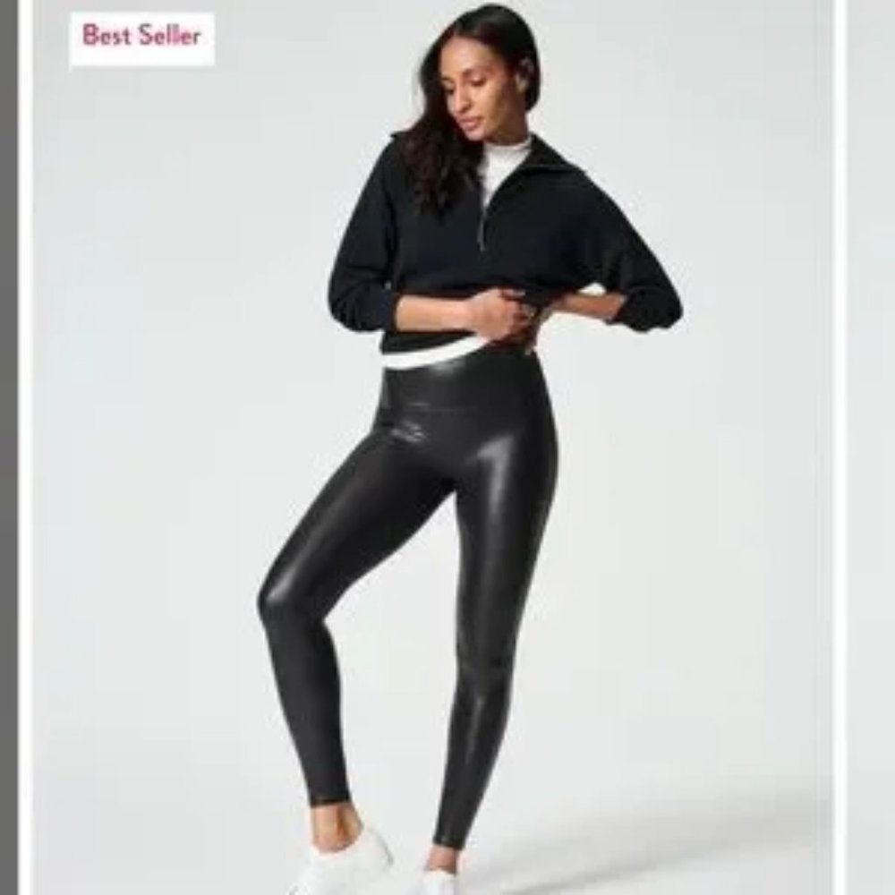 SPANX Faux Leather Leggings Black size M